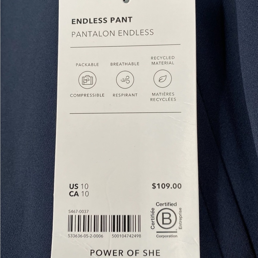 New Athleta Endless High Rise Navy Pants Women’s Size 10 - Picture 4 of 7